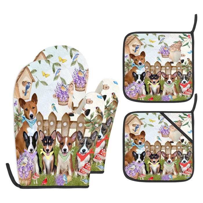 Basenji Oven Mitts and Pot Holder Set, Kitchen Gloves for Cooking with Potholders, Explore a Variety of Designs, Personalized, Custom, Dog Moms Gift