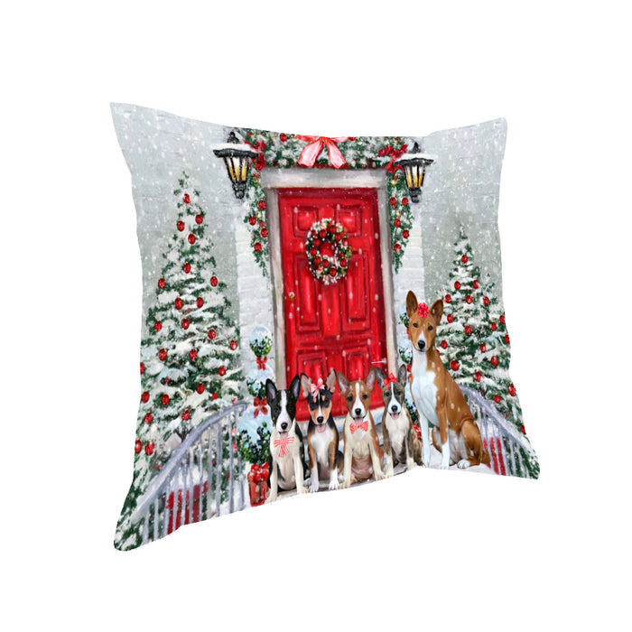 Christmas Holiday Welcome Basenji Dogs Pillow with Top Quality High-Resolution Images - Ultra Soft Pet Pillows for Sleeping - Reversible & Comfort - Ideal Gift for Dog Lover - Cushion for Sofa Couch Bed - 100% Polyester