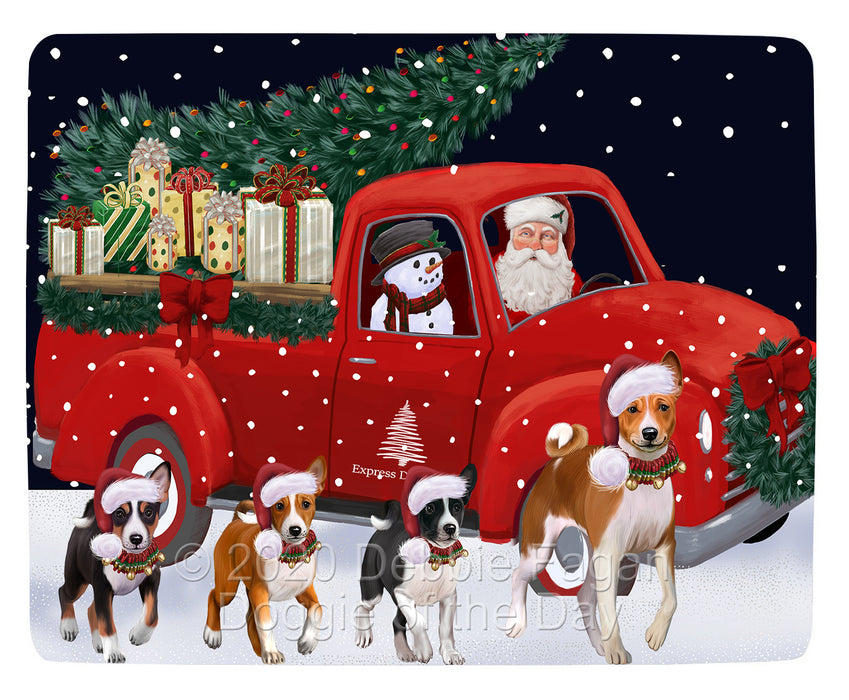 Christmas Express Delivery Red Truck Running Basenji Dogs Blanket BLNKT141683