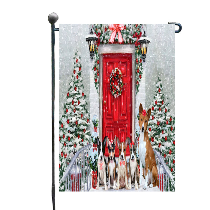 Christmas Holiday Welcome Basenji Dogs Garden Flags- Outdoor Double Sided Garden Yard Porch Lawn Spring Decorative Vertical Home Flags 12 1/2"w x 18"h