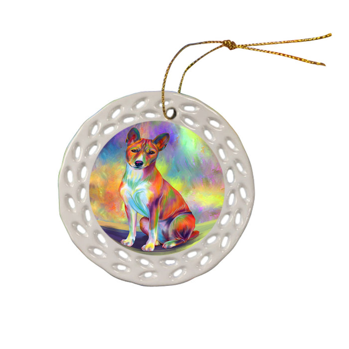 Paradise Wave Basenji Dog Doily Ornament DPOR58376