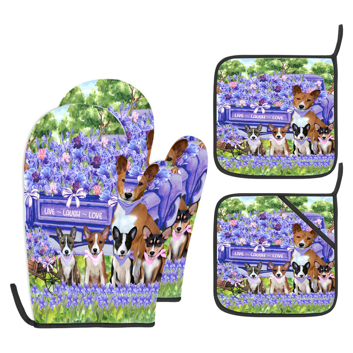 Basenji Oven Mitts and Pot Holder, Explore a Variety of Designs, Custom, Kitchen Gloves for Cooking with Potholders, Personalized, Dog and Pet Lovers Gift