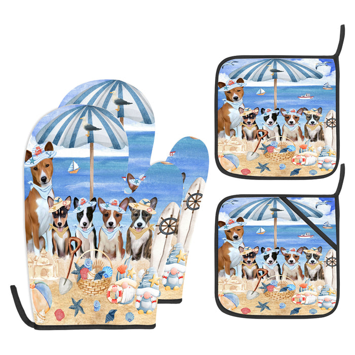 Basenji Oven Mitts and Pot Holder Set, Explore a Variety of Personalized Designs, Custom, Kitchen Gloves for Cooking with Potholders, Pet and Dog Gift Lovers