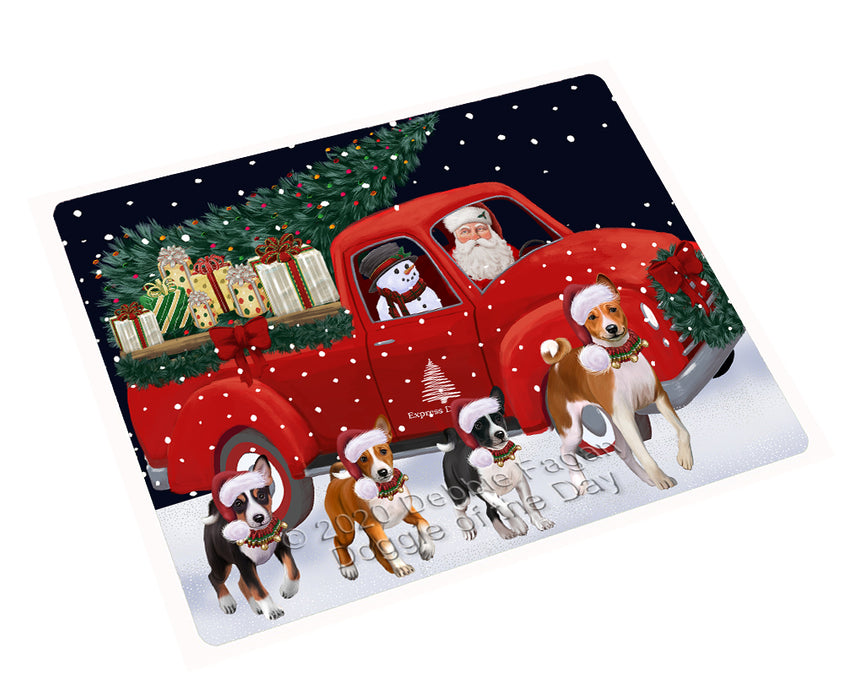 Christmas Express Delivery Red Truck Running Basenji Dogs Cutting Board - Easy Grip Non-Slip Dishwasher Safe Chopping Board Vegetables C77722
