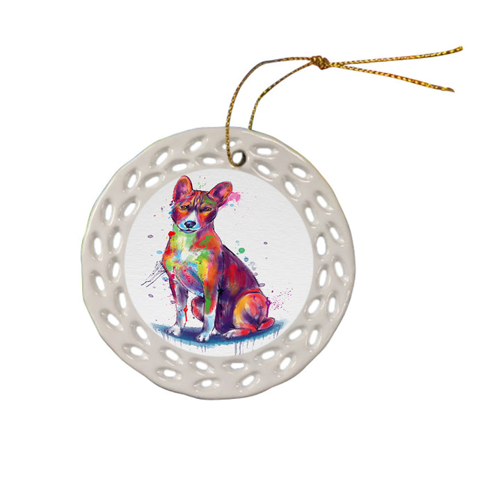 Watercolor Basenji Dog Doily Ornament DPOR58418