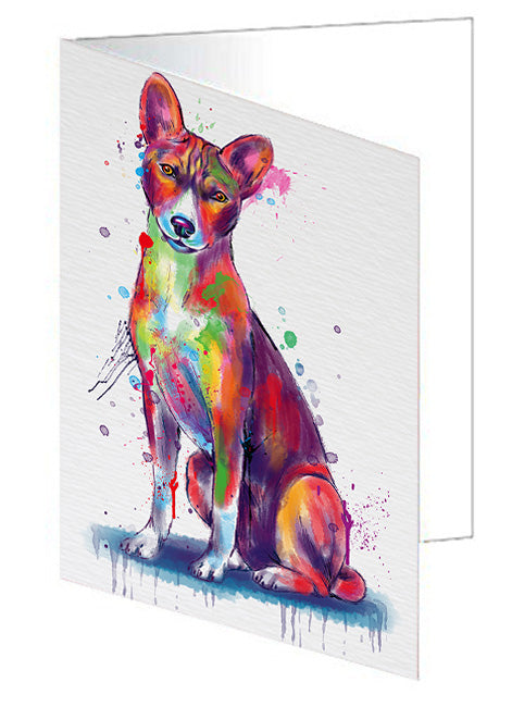 Watercolor Basenji Dog Handmade Artwork Assorted Pets Greeting Cards and Note Cards with Envelopes for All Occasions and Holiday Seasons GCD79913