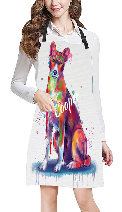 Custom Pet Name Personalized Watercolor Basenji Dog Apron