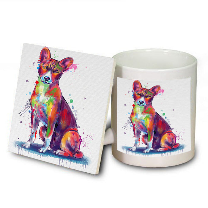 Watercolor Basenji Dog Mug and Coaster Set MUC57525