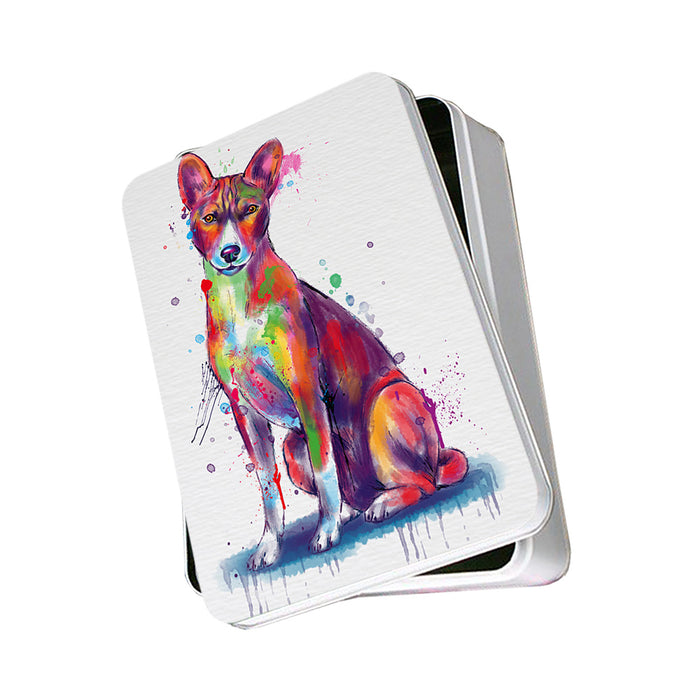 Watercolor Basenji Dog Photo Storage Tin PITN57476