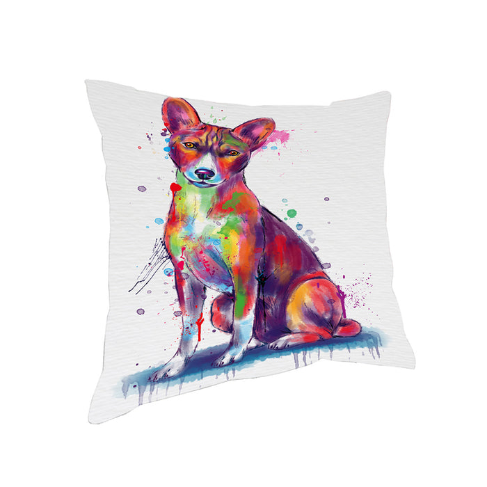 Watercolor Basenji Dog Pillow with Top Quality High-Resolution Images - Ultra Soft Pet Pillows for Sleeping - Reversible & Comfort - Ideal Gift for Dog Lover - Cushion for Sofa Couch Bed - 100% Polyester