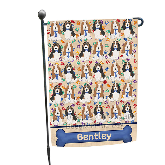 Rainbow Paw Print Basset Hound Dogs Garden Flag GFLG65204