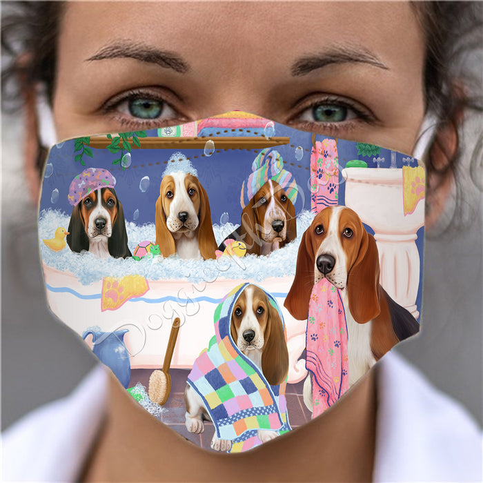Rub A Dub Dogs In A Tub  Basset Hound Dogs Face Mask FM49473