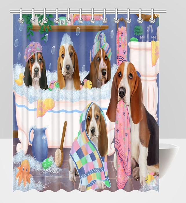 Rub A Dub Dogs In A Tub Basset Hound Dogs Shower Curtain