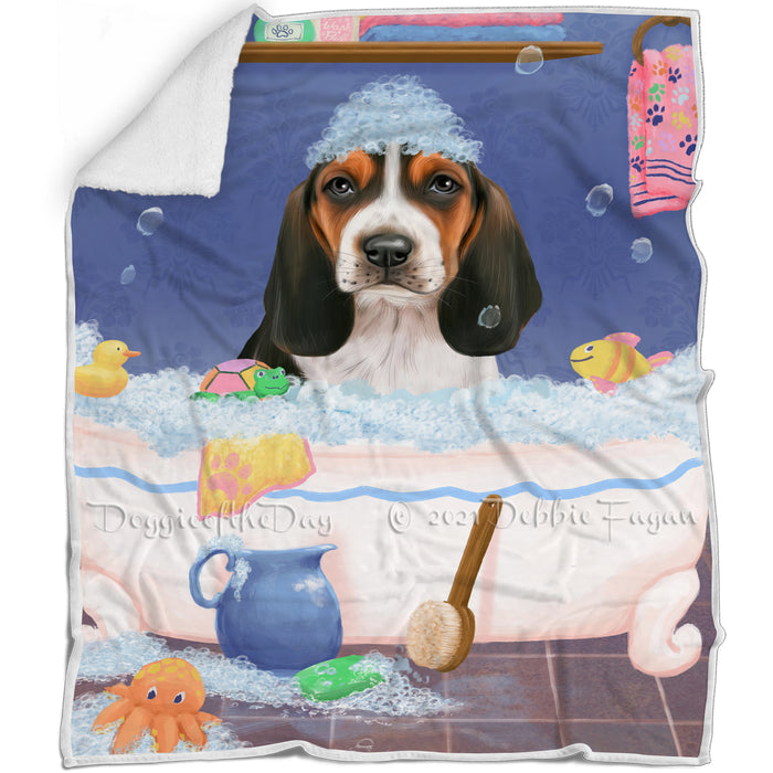 Rub A Dub Dog In A Tub Basset Hound Dog Blanket BLNKT143001