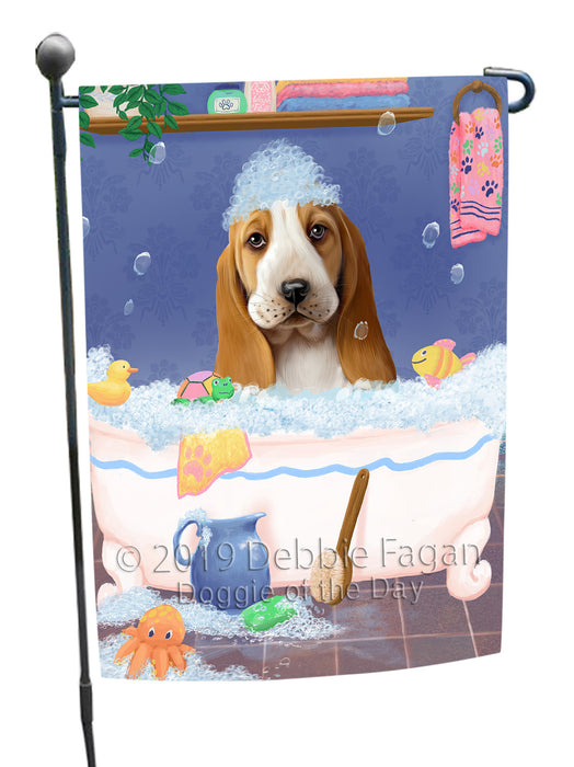 Rub A Dub Dog In A Tub Basset Hound Dog Garden Flag GFLG66156