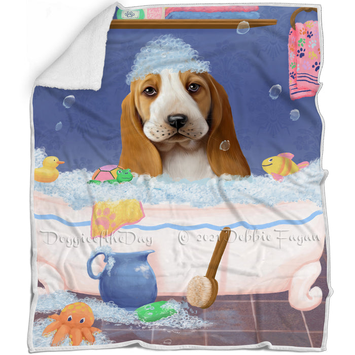 Rub A Dub Dog In A Tub Basset Hound Dog Blanket BLNKT143000