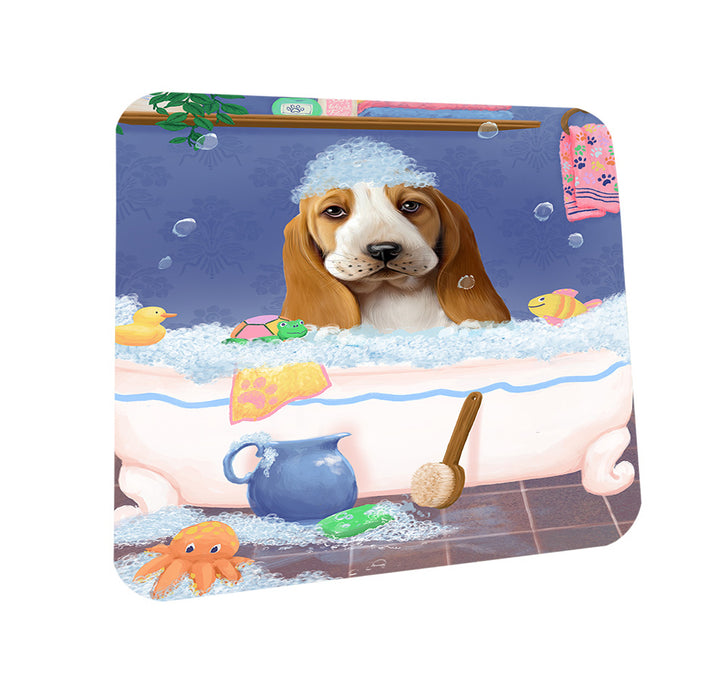 Rub A Dub Dog In A Tub Basset Hound Dog Coasters Set of 4 CST57258