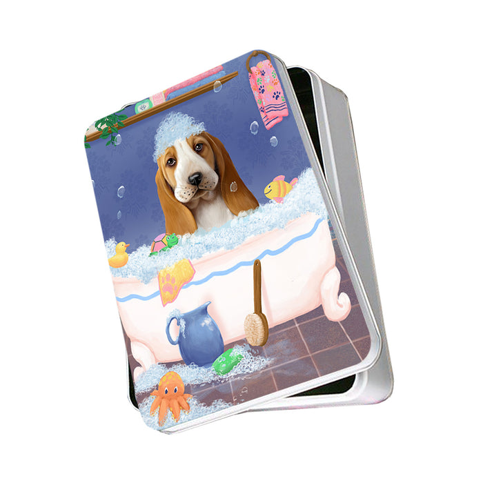 Rub A Dub Dog In A Tub Basset Hound Dog Photo Storage Tin PITN57243