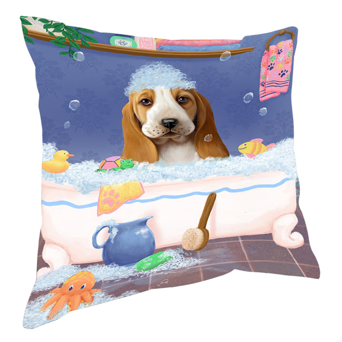 Rub A Dub Dog In A Tub Basset Hound Dog Pillow with Top Quality High-Resolution Images - Ultra Soft Pet Pillows for Sleeping - Reversible & Comfort - Ideal Gift for Dog Lover - Cushion for Sofa Couch Bed - 100% Polyester, PILA90355