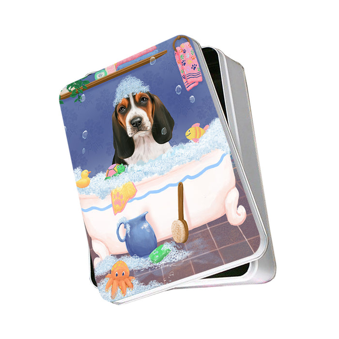 Rub A Dub Dog In A Tub Basset Hound Dog Photo Storage Tin PITN57244