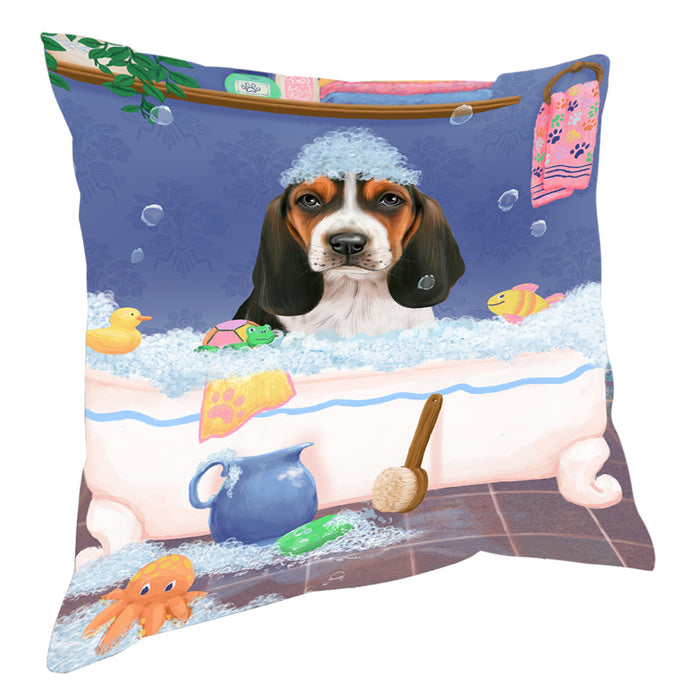 Rub A Dub Dog In A Tub Basset Hound Dog Pillow with Top Quality High-Resolution Images - Ultra Soft Pet Pillows for Sleeping - Reversible & Comfort - Ideal Gift for Dog Lover - Cushion for Sofa Couch Bed - 100% Polyester, PILA90358