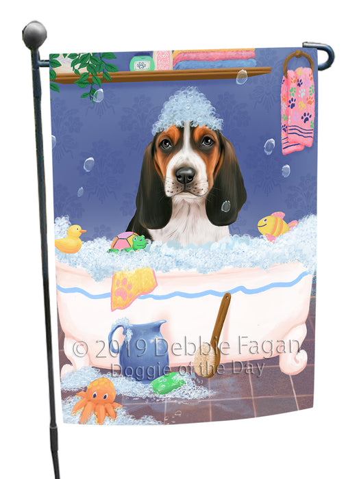 Rub A Dub Dog In A Tub Basset Hound Dog Garden Flag GFLG66157