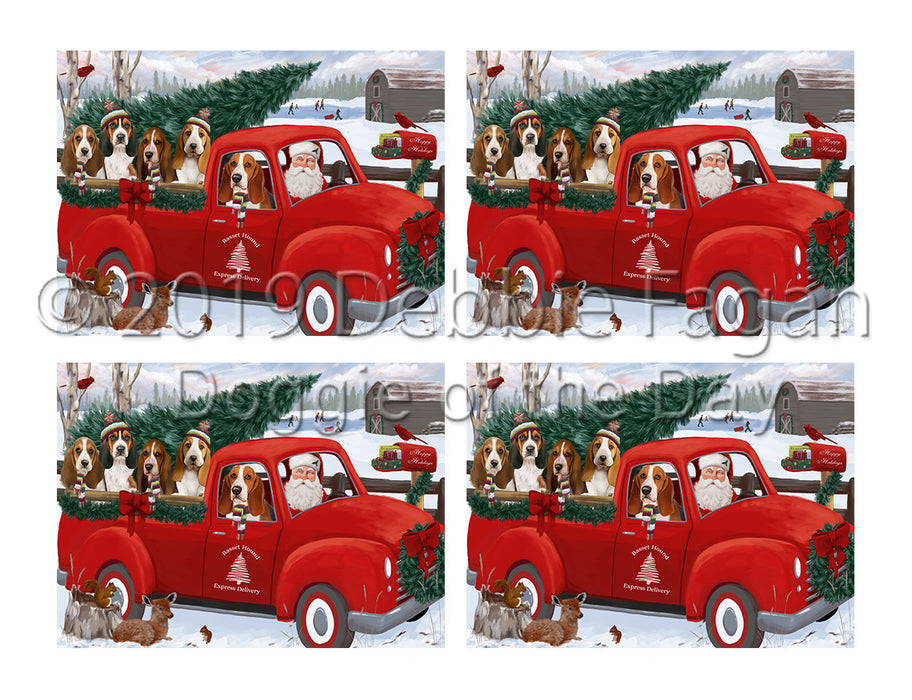 Christmas Santa Express Delivery Red Truck Basset Hound Dogs Placemat