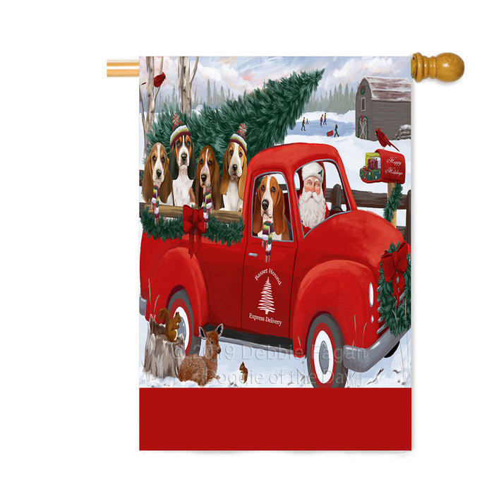 Personalized Christmas Santa Red Truck Express Delivery Basset Hound Dogs Custom House Flag FLG-DOTD-A57678