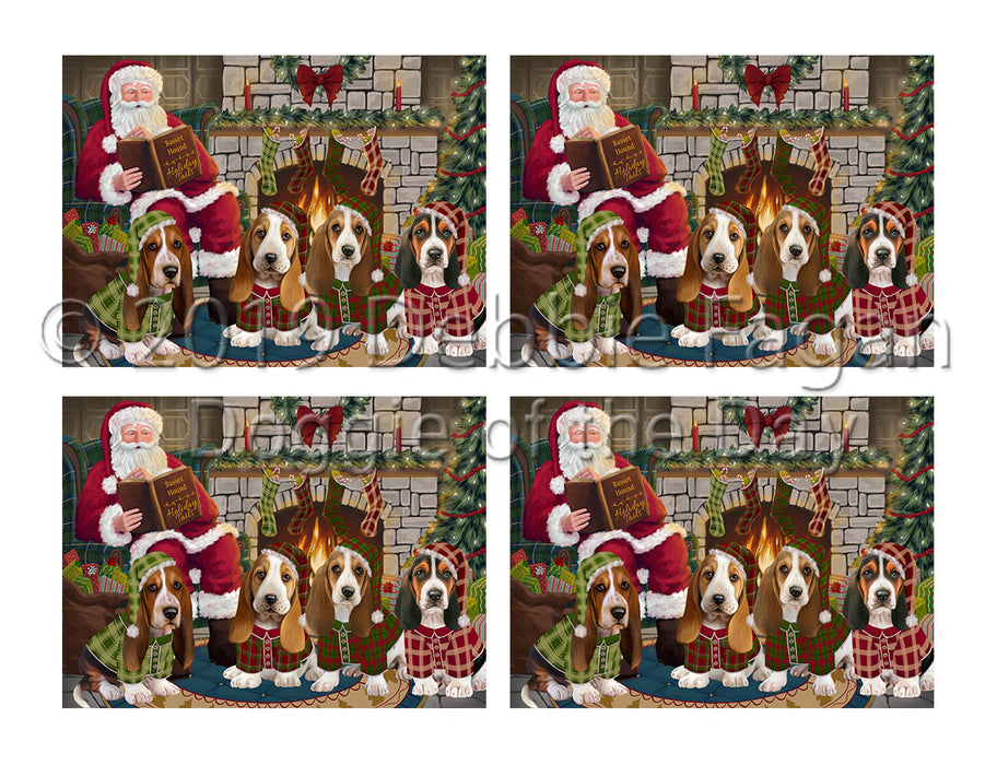 Christmas Cozy Holiday Fire Tails Basset Hound Dogs Placemat