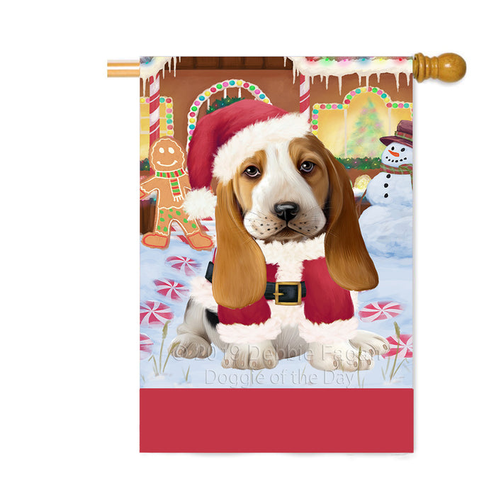 Personalized Gingerbread Candyfest Basset Hound Dog Custom House Flag FLG63705