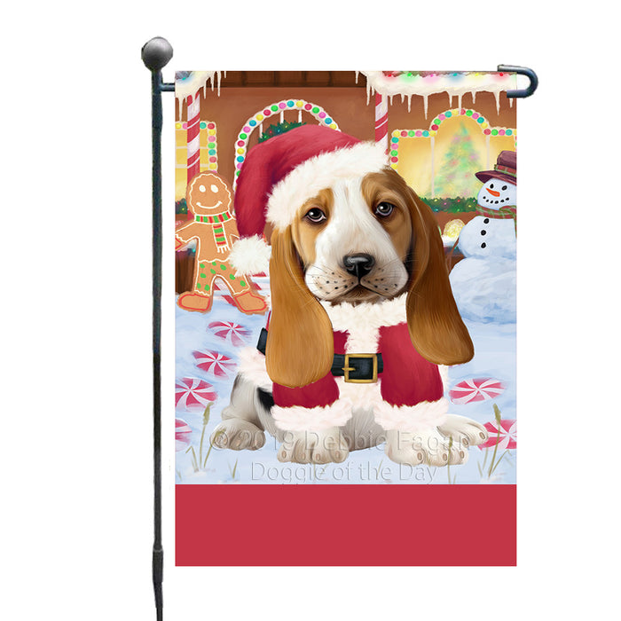 Personalized Gingerbread Candyfest Basset Hound Dog Custom Garden Flag GFLG63922