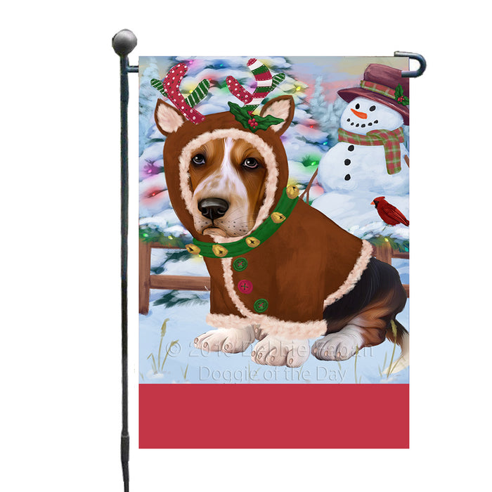 Personalized Gingerbread Candyfest Basset Hound Dog Custom Garden Flag GFLG63924