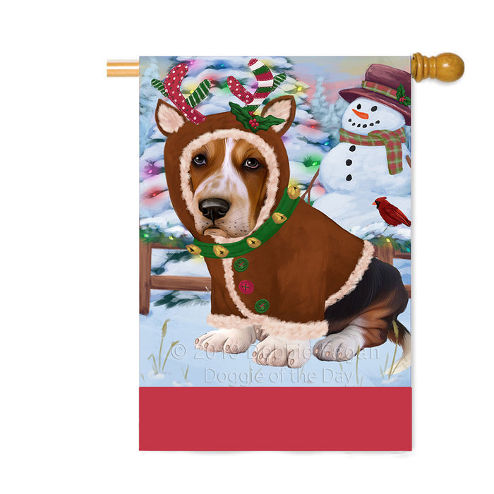 Personalized Gingerbread Candyfest Basset Hound Dog Custom House Flag FLG63707