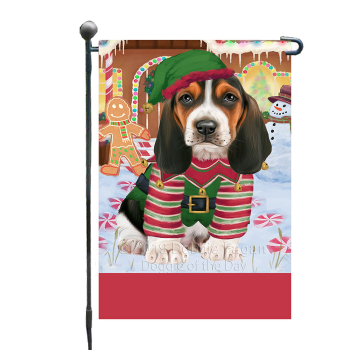 Personalized Gingerbread Candyfest Basset Hound Dog Custom Garden Flag GFLG63925