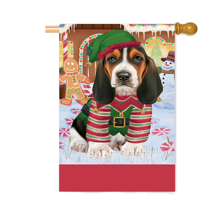 Personalized Gingerbread Candyfest Basset Hound Dog Custom House Flag FLG63708