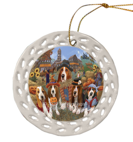 Halloween 'Round Town Basset Hound Dogs Doily Ornament DPOR59420