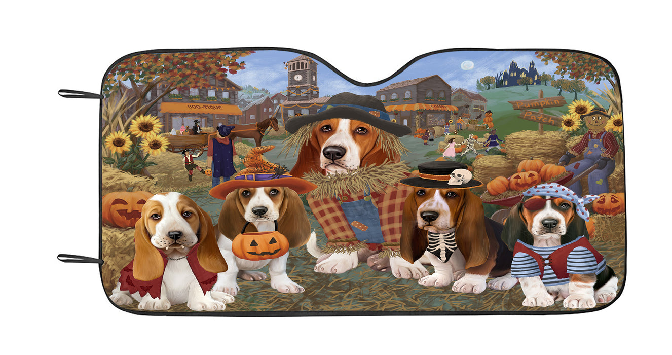 Halloween 'Round Town Basset Hound Dogs Car Sun Shade