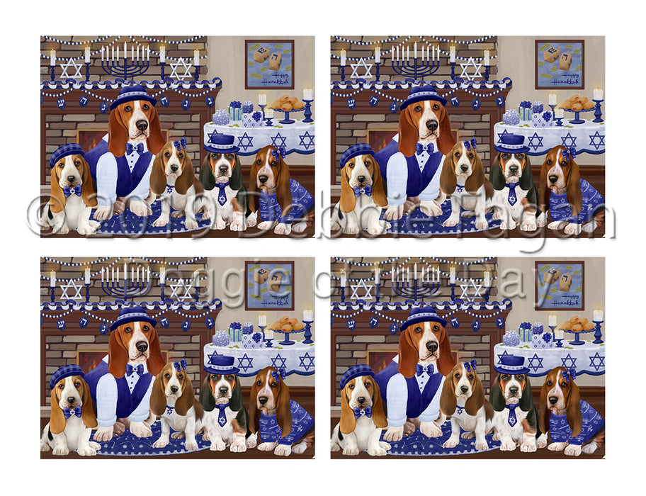 Happy Hanukkah Family Basset Hound Dogs Placemat