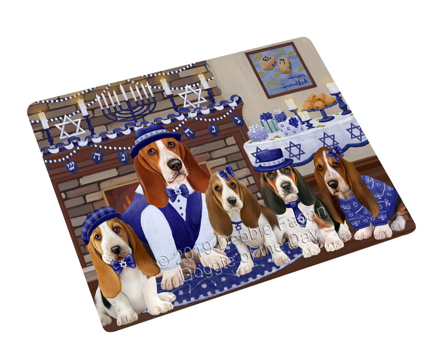 Happy Hanukkah Family and Happy Hanukkah Both Basset Hound Dogs Magnet MAG77566 (Small 5.5" x 4.25")