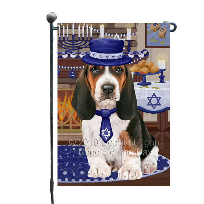Happy Hanukkah Basset Hound Dog Garden Flag GFLG66010
