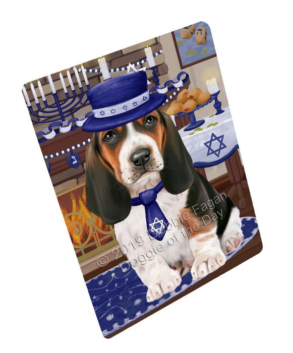 Happy Hanukkah Family and Happy Hanukkah Both Basset Hound Dog Magnet MAG77398 (Small 5.5" x 4.25")