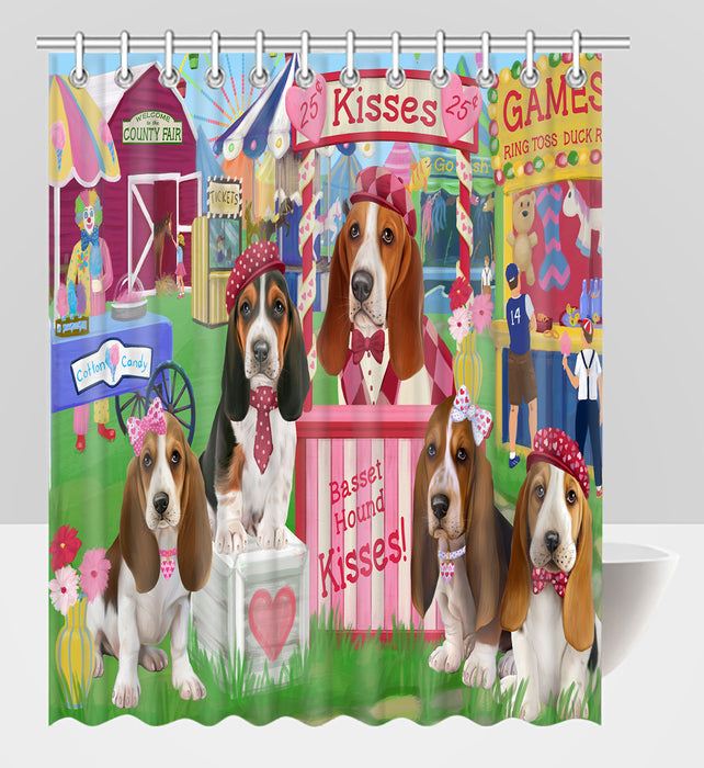 Carnival Kissing Booth Basset Hound Dogs Shower Curtain