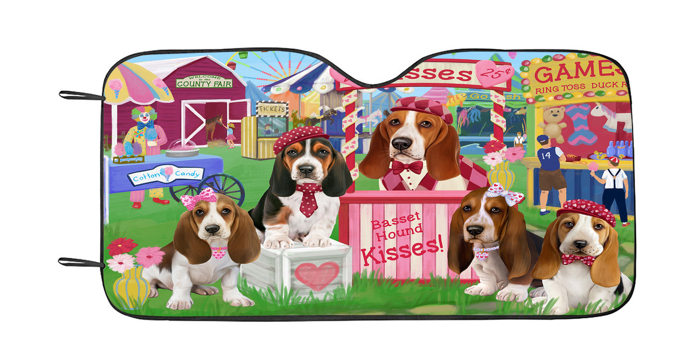 Carnival Kissing Booth Basset Hound Dogs Car Sun Shade