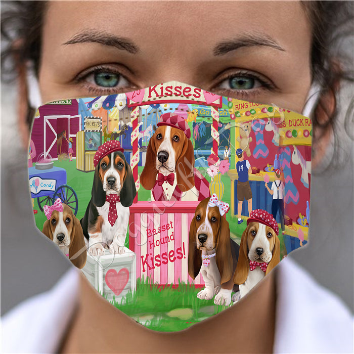 Carnival Kissing Booth Basset Hound Dogs Face Mask FM48014