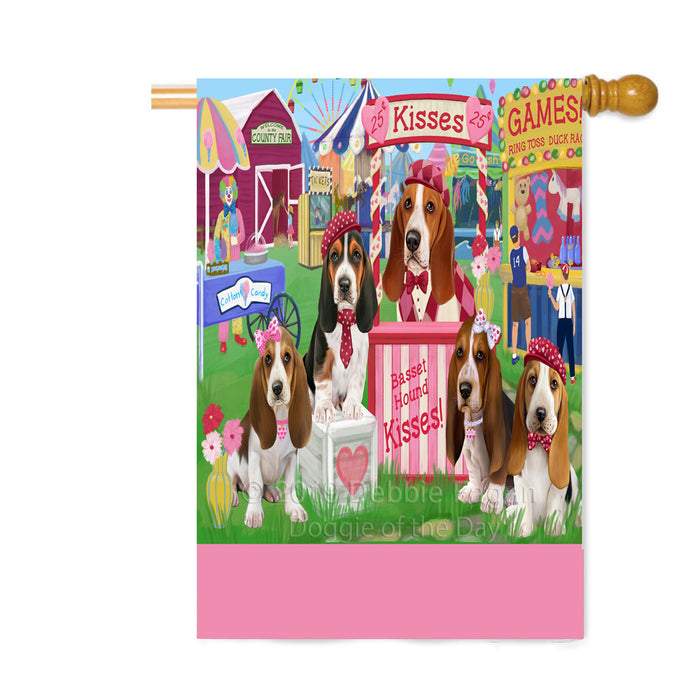 Personalized Carnival Kissing Booth Basset Hound Dogs Custom House Flag FLG63577