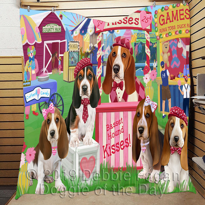 Carnival Kissing Booth Basset Hound Dogs Quilt