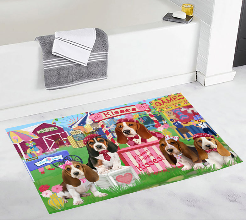Carnival Kissing Booth Basset Hound Dogs Bath Mat
