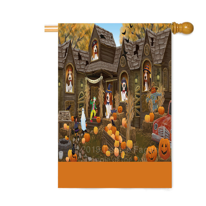 Personalized Haunted House Trick or Treat Halloween Basset Hound Dogs Custom House Flag FLG-DOTD-A59503