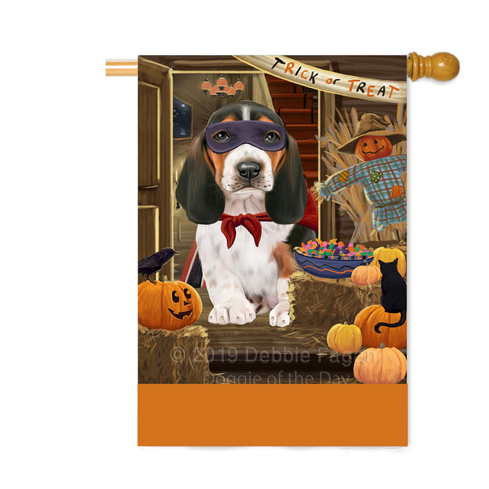 Personalized Enter at Own Risk Trick or Treat Halloween Basset Hound Dog Custom House Flag FLG-DOTD-A59504