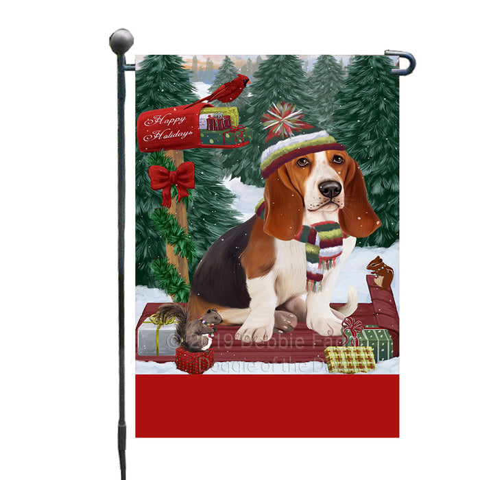 Personalized Merry Christmas Woodland Sled  Basset Hound Dog Custom Garden Flags GFLG-DOTD-A61489